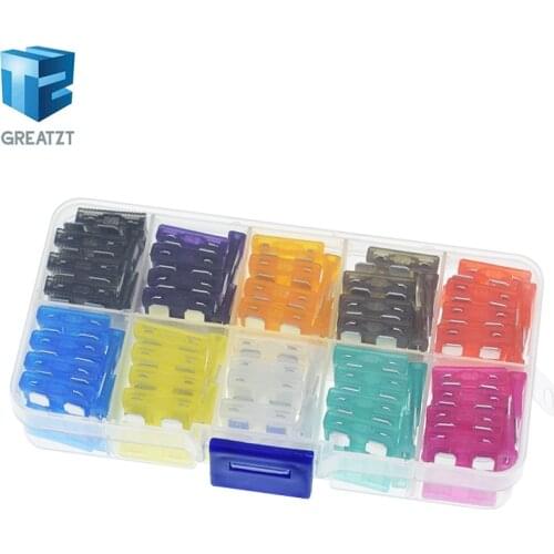 100PCS Profile Medium Size Blade Type Car Fuse Assortment 2.5/3/5/7.5/10/15/20/25/30/35A Fuse Set Auto Car Truck with Box Clip