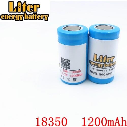 2PCS Liter energy battery 18350 battery 1200mAh 3.7V Li-ion Rechargeable Battery with battery protective storage box
