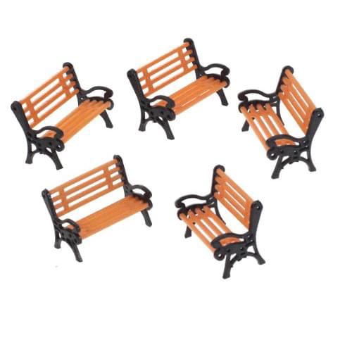 5pcs Plastic Model Park Bench Model Landscape 1:50 w/ Black Arm