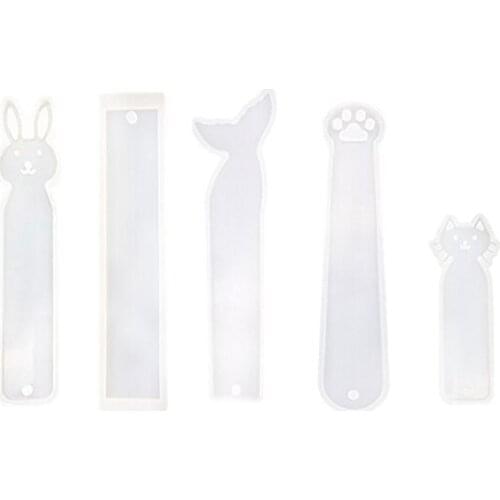 5 Pack Silicone Bookmark Mold DIY Bookmark Casting Mould Making Epoxy Resin Jewelry DIY Craft Silicone Transparent Mold Mermai