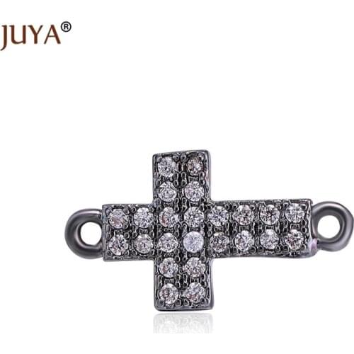 Accessories for jewelry/Connectors For Jewelry Making/ Cross Connector Charm/DIY Bracelet Necklace/material copper Micro Pave CZ