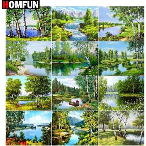 HOMFUN Full Square/Round Drill 5D DIY Diamond Painting "Tree creek landscape" Embroidery Cross Stitch 5D Home Decor Gift