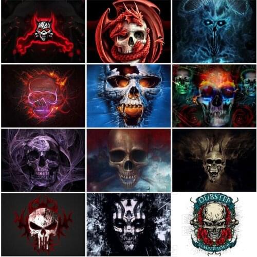 Full Square Round Drill 5D Diy Diamond Painting Halloween Skull Embroidery Cross Stitch Rhinestone Mosaic Painting Decor Gifts