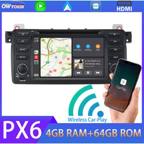 Car DVD Multimedia Player Android 10 PX6 4G+64G GPS Navigation Wireless Carplay Radio For BMW 3 Series E46 M3 Rover 75 MG ZT DSP