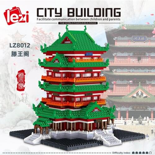 LZ Tengwang Pavilion Yueyang Tower Yellow Crane Tower Chinese style building Diamond particle creative building blocks