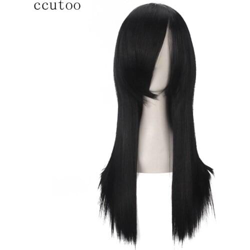 Ccutoo Orochimaru 60cm/23.6inch Black Straight Long Synthetic Hair Full Bangs High Temperature Fiber Cospaly Full Wigs