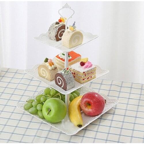 European Plastic Three-layer Fruit Tray Snack Rack Dried Fruit Storage Multi-layer Fruit Tray Dessert Cake Stand