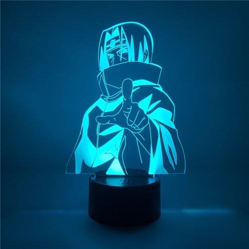 Uchiha Itachi Naruto Figure LED 3D Night Light 7Color Changing Acrylic Naruto Visual Desk Lamp for Home Decoration Kids Gift Toy