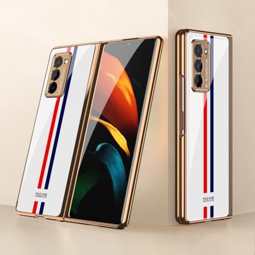 GKK Luxury Plating Glass Case For Samsung Galaxy Z Fold 2 Case Plating Shockproof Hard For Samsung Galaxy Z Fold 2 5G Flip Case