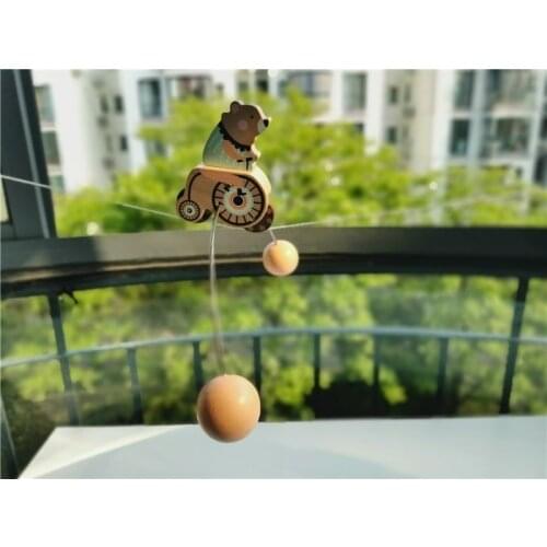 Kids Wooden Montessori Toy Bear Riding Baby Balancing Wood Animal