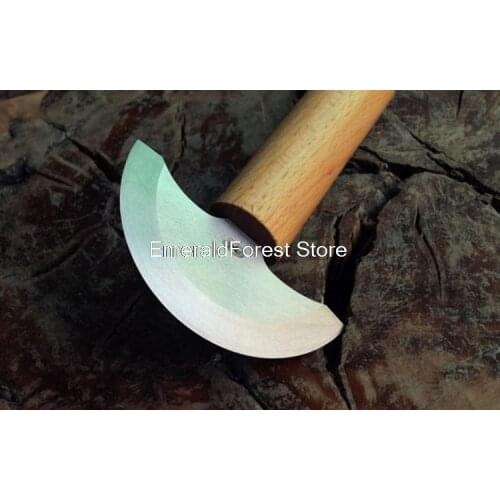 Leather carving DIY tool American semi-circular double-edged cutter HSS high speed steel natural rubber wood handle