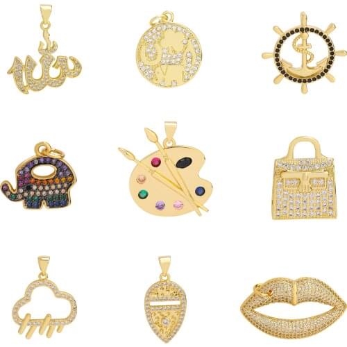Juya DIY Exquisite Jewelry Accessories Supplies Luxury Cubic Zirconia Gold Trendy Charms For Handmade Pendant Jewelry Making