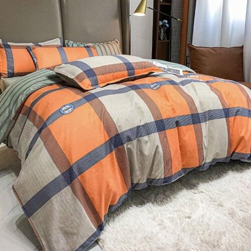 Luxury Bedding Sets Autumn Winter Thickening Twin Bedding Set Nordic Plaid Pattern Bed Cover Set AB Double-sided Duvet Cover