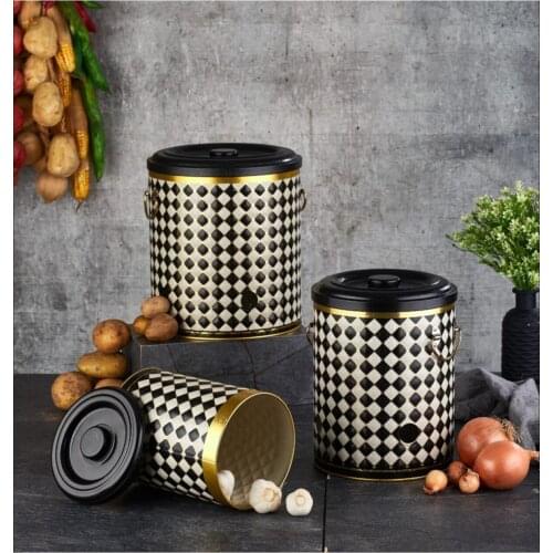 Onion Potato and Garlic Storage Container Metal Box Set of 6 Basket Organizer Food Container For Kitchen Storing Onion Potato
