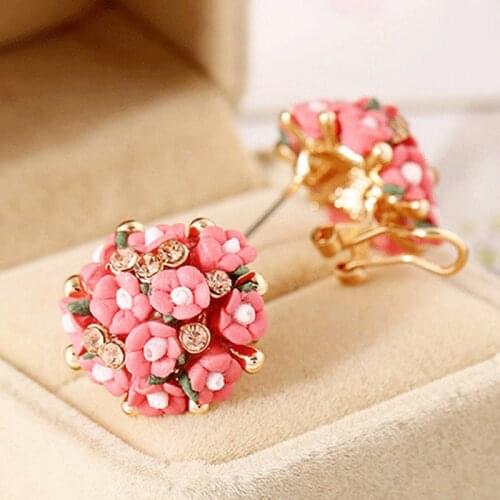Korea Fashion Stud Earrings for Wonen Orange Party Ear Jacket Ceramic Gold Daisy Jewelry Bluelans Rose Flower Earring Piercing