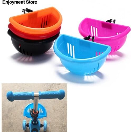 Childrens Bike Basket Plastic Easy Installation Bicycle Bag Kids Scooter Handle Bar Basket with Bracket Bike Accessories Top 1x
