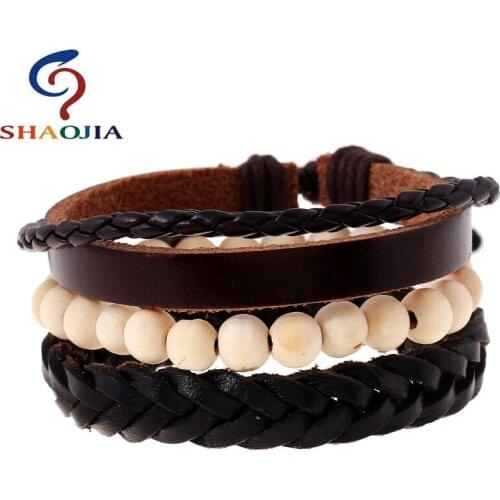 Leather Bracelet Simple Charm Bracelet For Women Heart Bracelets Bangles White Wood Beads DIY Jewellery Pulsera Leather Bracelet