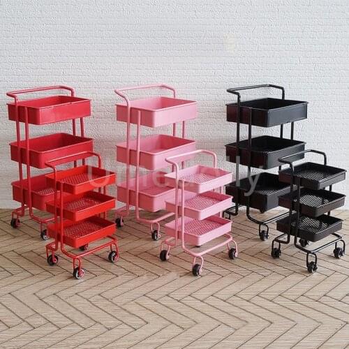 1/6 or 1/12 Scale Miniature Dollhouse Rolling Cart Storage Organizer Mini Kitchen Furniture for Blyth Barbies OB11 Accessories