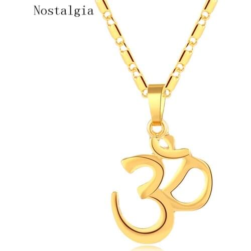 Fashion Gold Color Muslims Allah OHM Hindu Buddhist AUM OM Pendant Arabic Islamic Yoga India Necklace Religious Symbols Jewelry
