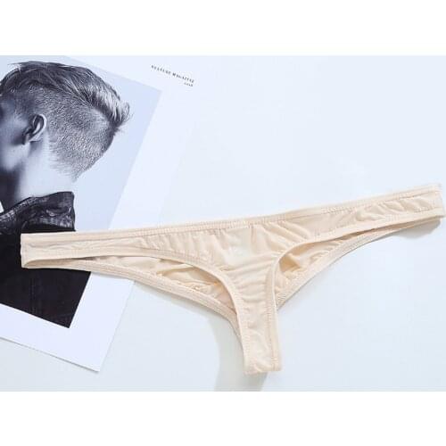 Men Transparent Thongs G strings Sexy Gay Mens Underwear Smooth Ice Silk Briefs Male See Through T-Back Thong Tanga Panties
