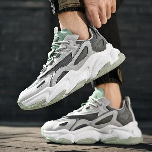 Classic stitching sneakers mens leather lace-up platform casual running shoes outdoor walking shoes