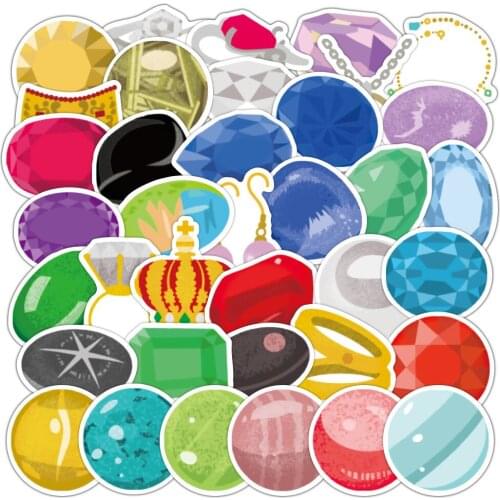 40pcs color jewelry stone stickers childrens stickers necklace earrings diamond toys decoration waterproof hand account sticker