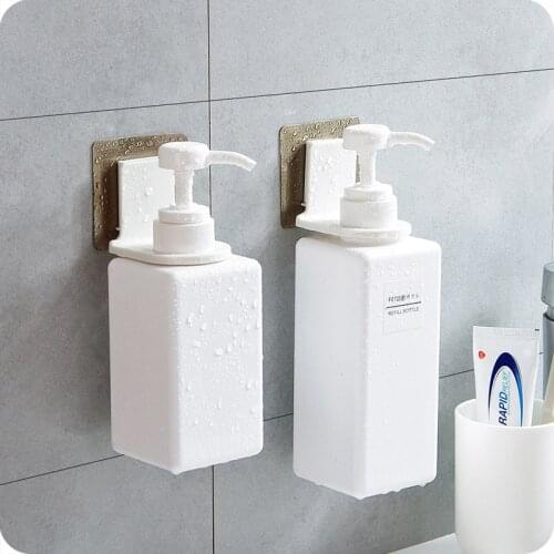 Wall Mounted Self-Adhesive Shampoo Bottle Shelf Liquid Soap Shower Gel Organizer Hook Holder Shelves Hanger Bathroom Accessories
