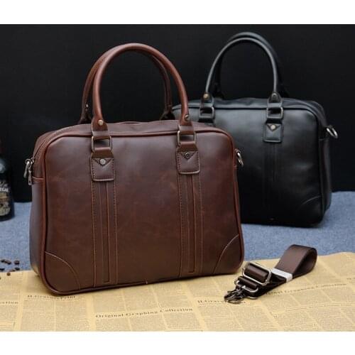 New Business Crazy Horse Leather Portable Bag Fashion Messenger Cross Shoulder Bag High Quality Trend Pu Leather Tote Bag