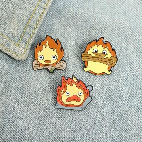 Ins Tide Creative New Jewelry Animation Character Style Brooch Cartoon Cute Flame Elf Badge Personalized Clothing Accessories
