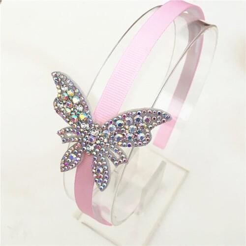 Childrens Hot Sale Hair Band Butterfly Twinkling Hairpins Shiny Rhinestone Hairband For Lovely Head hoop for Hair Accessories