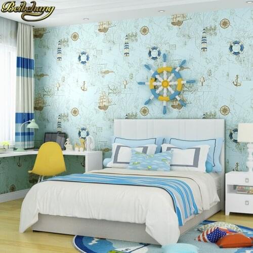Beibehang papel de parede Mediterranean sailboat pattern childrens room wallpaper for living room bedroom wall paper home decor