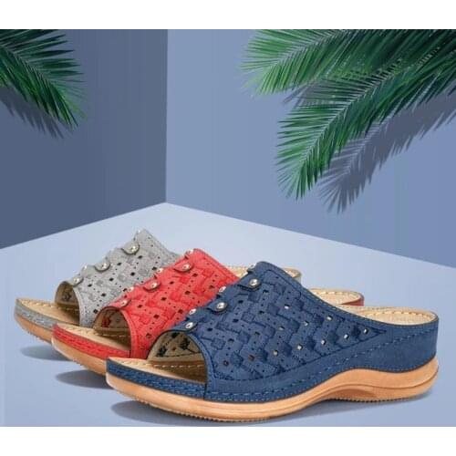 Orthopedic Toe Sandals Women Casual Hollow out Sandals Solid Color Thick Bottom Slippers Open-toed Outdoor Beach Summer Shoes