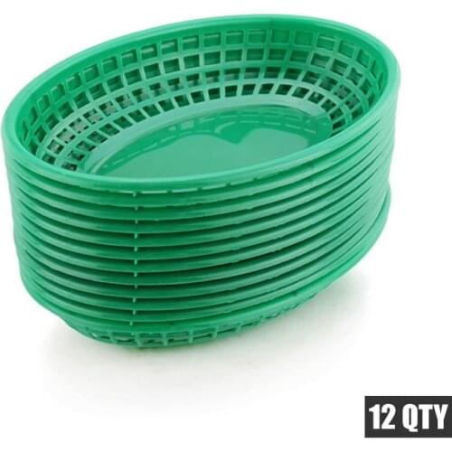 Oval Plastic Food Basket Hamburger Dinner Plates Set Fast Food Trays Restaurant BBQ Dinner Plate Serving Tray 9.25x6in 6pcs/12pc