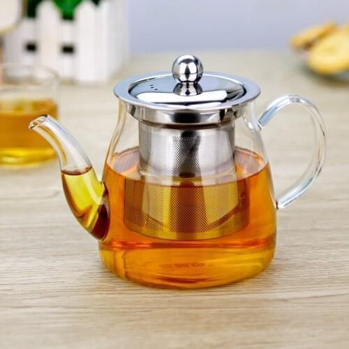 Popular 650ml Classic 3.3 Borosilicate Glass Teapot With Removeable Stainless Steel Infuser Heatable Puerh Tea Kettle Set Flower
