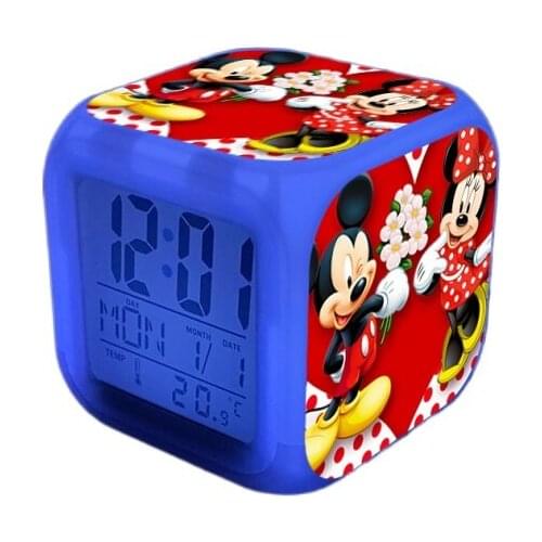Disney Minnie Mickey LED Alarm Clock Watch Voice Control Digital Despertador Electronic Desktop USB Powered Clocks Table Decor