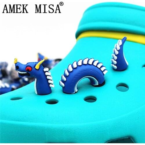 3Pcs a Set Shoe Decorations Novelty PVC 3D Dragon Style Garden Shoes Accessories Croc Charm Ornaments Kids Gift 3D-L03 Dracarys