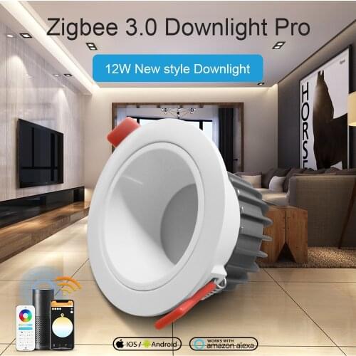 GLEDOPTO Zigbee 3.0 Smart RGBCCT Recessed Downlight LED 12W Pro Dimmable Waterproof IP54 For Kitchen Bedroom Corridor Bathroom