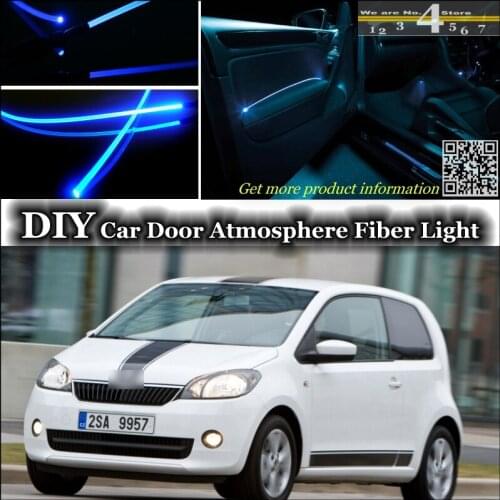 Interior Ambient Light Tuning Atmosphere Fiber Optic Band Lights For Skoda Citigo Inside Door Panel illumination Not EL light