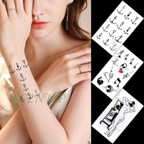Waterproof Temporary Tattoo Sticker musical note anchor heart mirror girl small art tatto flash tatoo fake tattoos for women men