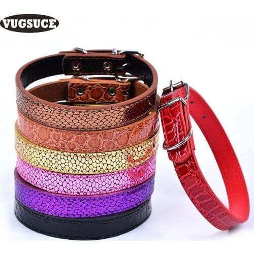 VUGSUCE Print Pet Dog Collar PU Leather Personalized Adjustable Puppy Collar Necklace for Small Dogs Cats Pet Belt Accessories