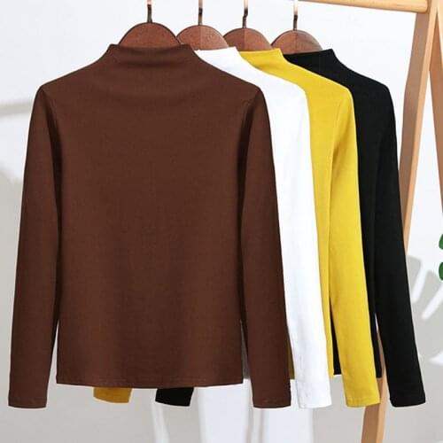 GIGOGOU Women Cotton T Shirt 2019 Spring Autumn Long Sleeve Top Tee Shirts Korea Casual Tshirt Slim Fit Ladies T-shirt