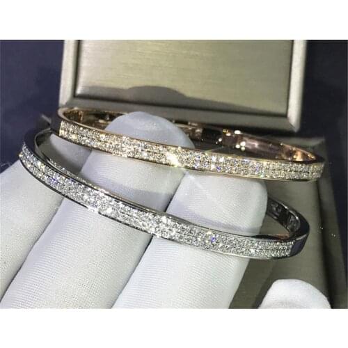 2020 Trendy AAAAA cz Bangle White Gold Filled Party Engagement bangles Bracelets for women Bridal wedding accessaries