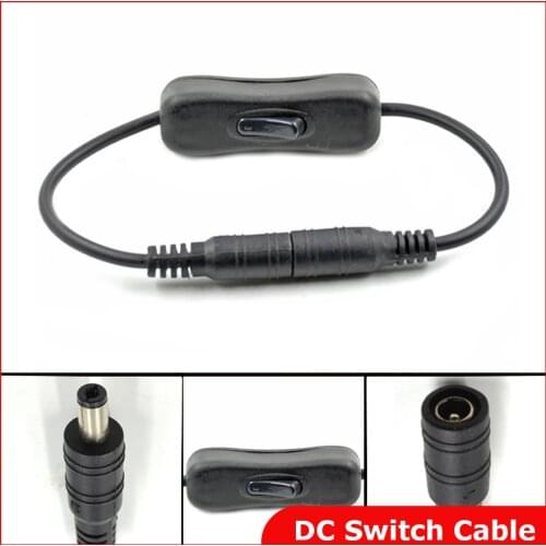 10PCS/lot 28CM 5.5X2.1mm DC switch Power plug cable jack connector with Switch button for LED strip,wire cord male/female 2pin