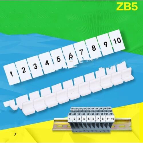 100pcs ZB5 Number MARKER UK3N ST2.5 Din Rail Terminal Blocks Maker Strips Label Connectors & Terminals Terminal ZB5