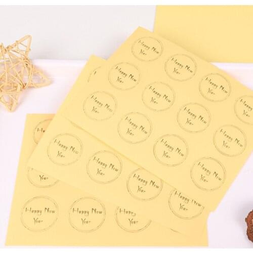 1000pcs/lot Happy New Year Round Transparent Seal Stickers Materiel Scrabooking Noel Handmade Sticker Papelaria Criativa