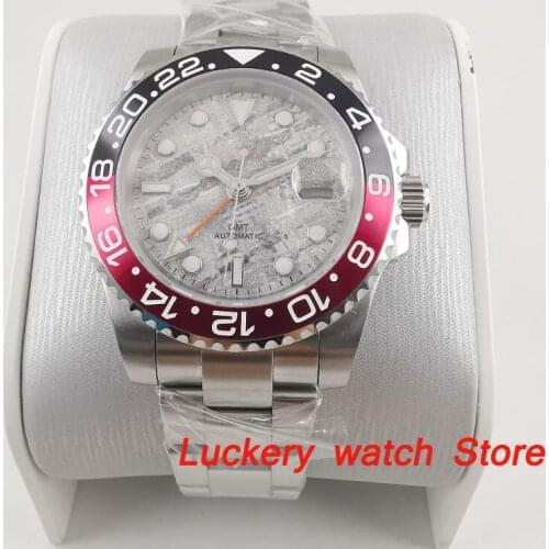 2019 New 40mm gray dial luminous saphire glass;black and red Bezel orange GMT Automatic movement mens watch-BA168