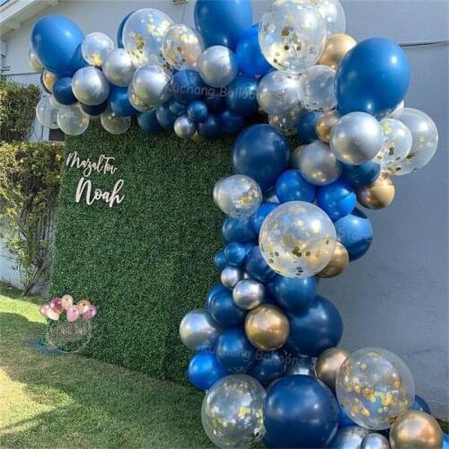 82pcs Navy Blue Balloons Arch Kit Silver and Gold Confetti Balloons For Wedding Baby Shower Birthday Party Decorations Globos