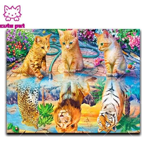 5D Diamond Embroidery Tiger cat lion leopard sale Rhinestone painting DIY Diamond Painting Cross Stitch full square round drill
