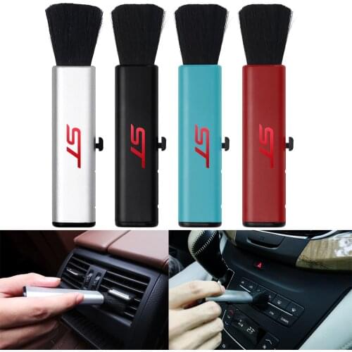 Car Interior Multimedia Dust Remove Cleaning Handle Brush ST Emblem For Ford ST Logo Fiesta Ecosport 2009-2015 Focus Accessories