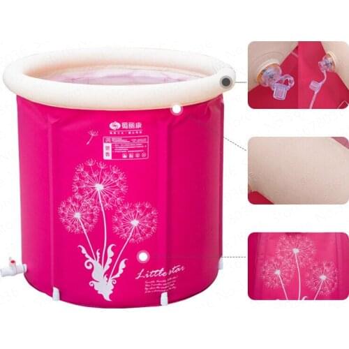 Large Adult Folding Bathtub HomeBath Barrel Thickening Children Fold Bucket Inflatable Small Apartment 75x75cm with Lid